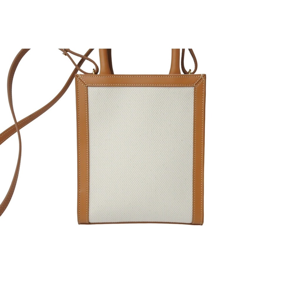 Celine shoulder leather Vertical Beige Tan bag canvas Cabas - Picture 3 of 9